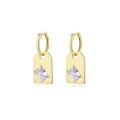 Baguette Zirconia 18K Gold Plated Silver 925 Earrings